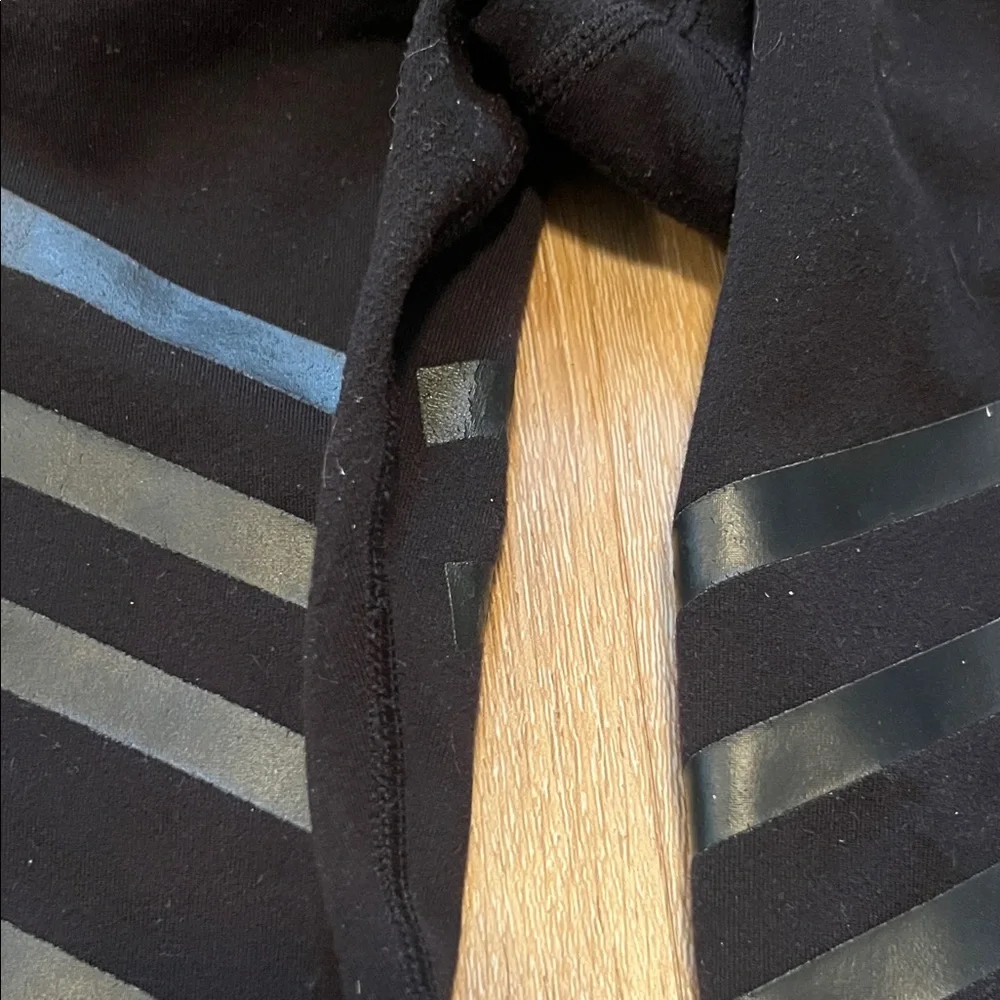 Alo Medium Black Leggings with Striped Design Gently Used